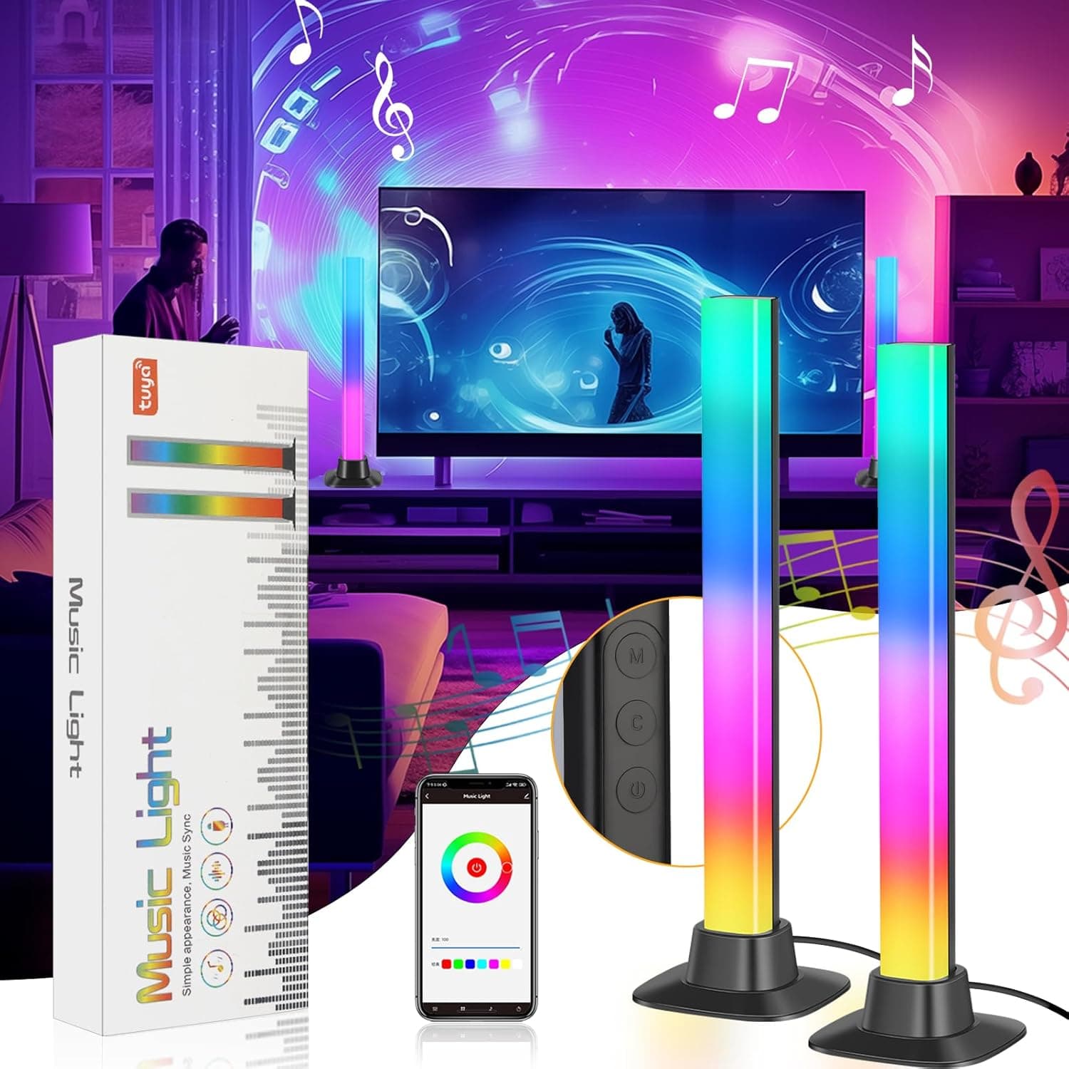 CANMEIJIA RGB Light Bars Smart Light Bar 30CM 16 Million Colors APP Control and Voice Control Timer Scene and Music Modes for Gaming PC Bedroom Accessories Computer Case Party 2pcs image 1
