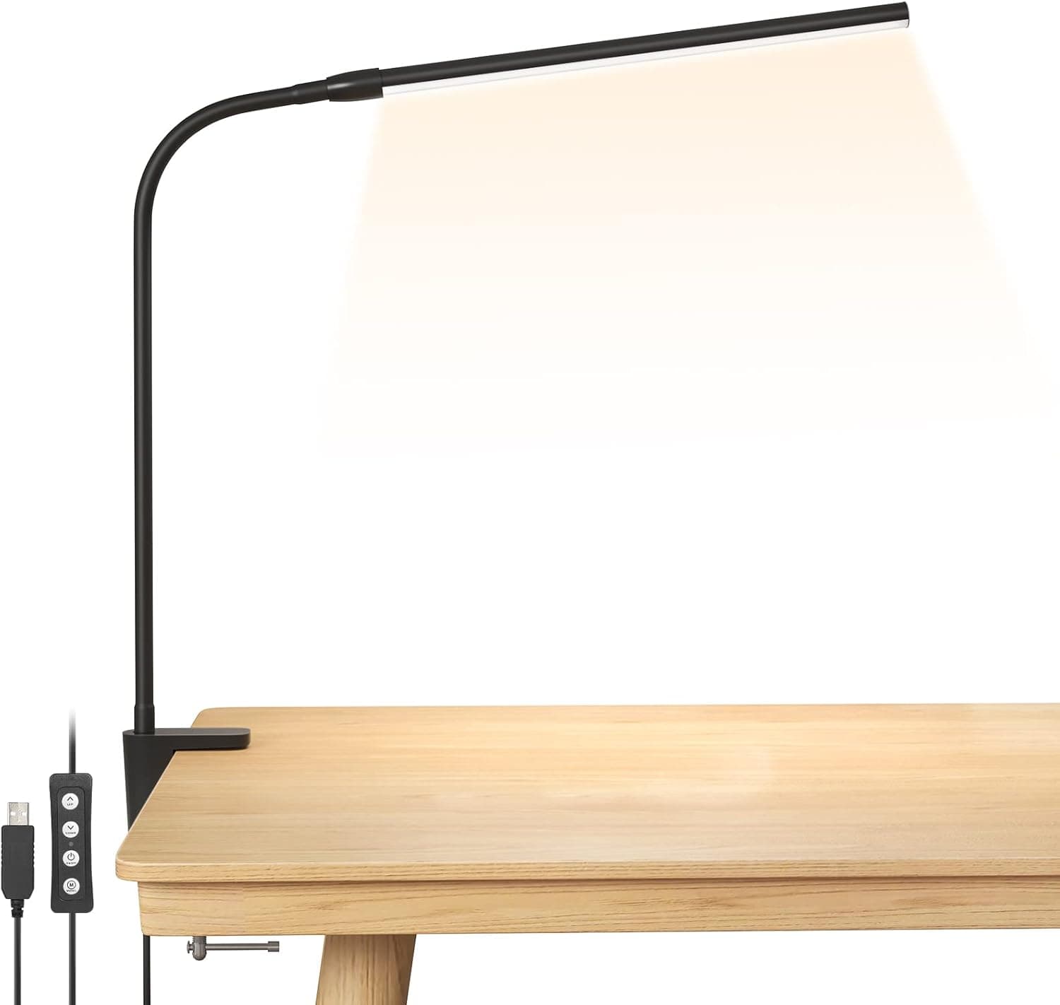 Lepro Desk Lamp Clip on Desk Lamp for home office 10 Brightness 460 lumens Dimmable USB Clamp Lamp Adjustable Flexible Gooseneck Table Light for reading study lamp for students Black
