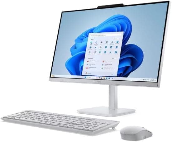 Lenovo AIO A100 All in One Desktop 23.8 FHD IPS Display Intel i3 N305 16GB DDR4 512GB SSD Wi-Fi 6 Windows 11 Pro Wireless Keyboard & Mouse 1 Year Lenovo Warranty (Cloud Grey)(Upgraded)
