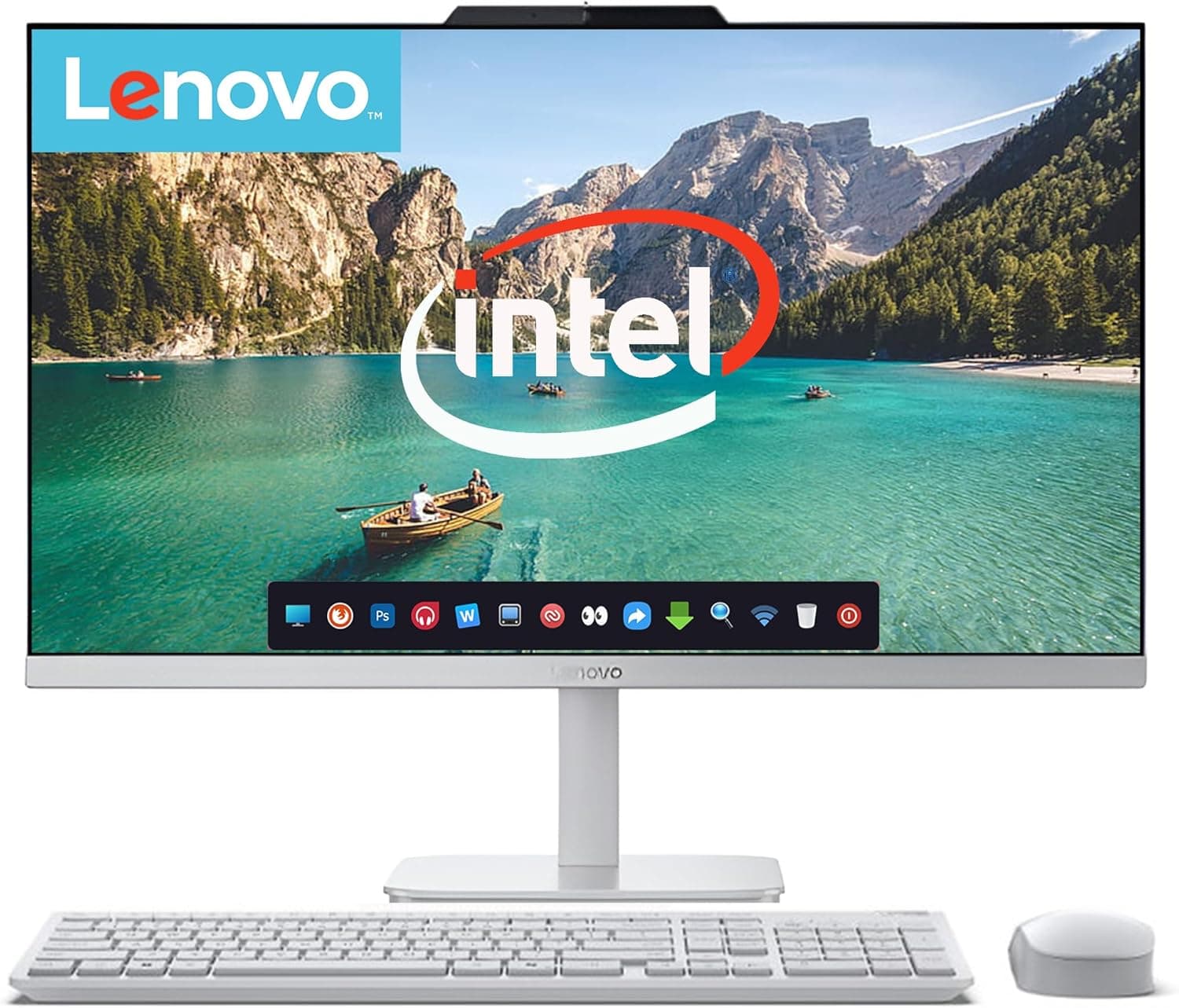 Lenovo (Upgraded) AIO A100 All-in-One Desktop – 23.8″ FHD IPS Display, Intel N100 (i3 Alternative), 16GB DDR4 512GB SSD Wi-Fi 6 Windows 11 Pro Wireless Keyboard & Mouse (Cloud Grey)