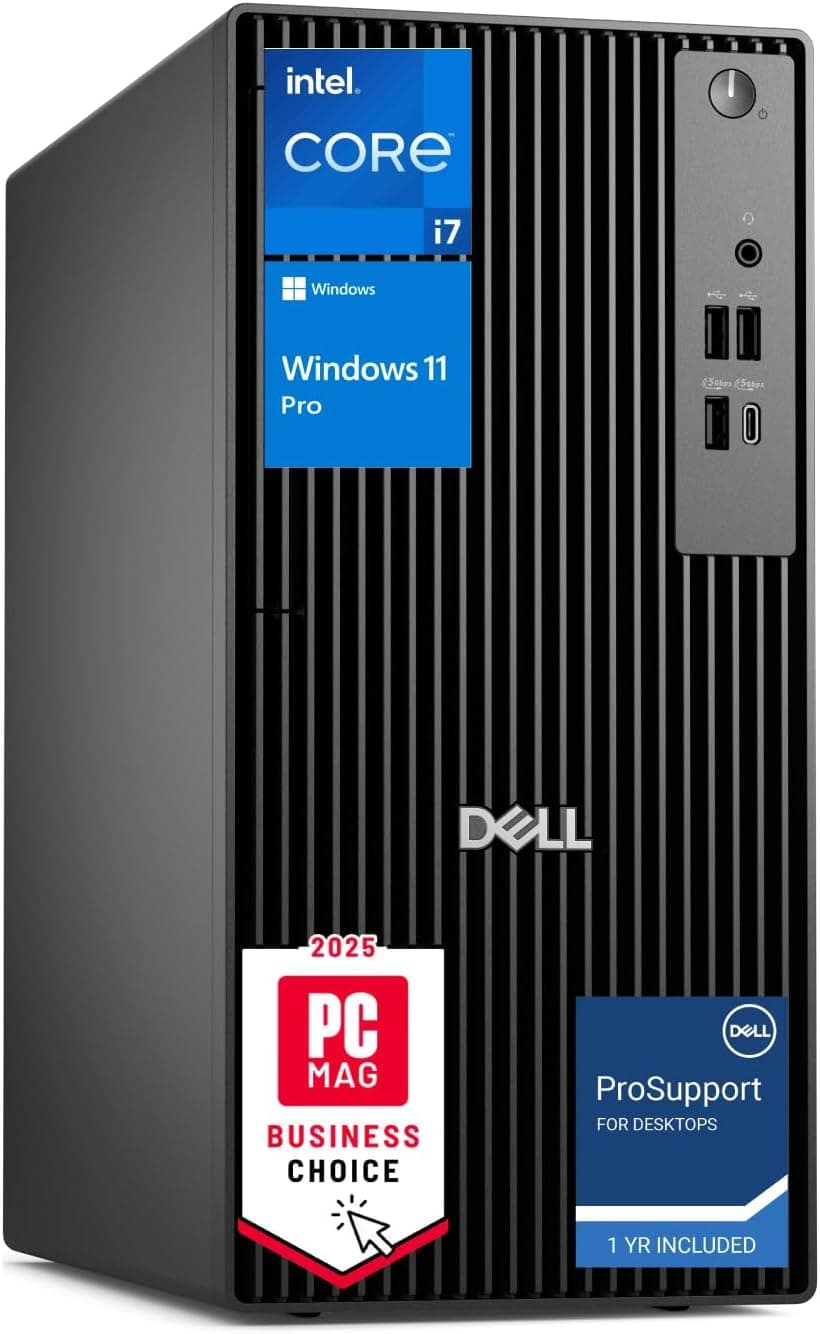 Dell Pro Tower QCT1250 Desktop 14th Gen Intel i7 14700 (Up to 5.4GHz) 16GB DDR5 RAM 512GB SSD Windows 11 Pro Intel UHD Graphics Wi-Fi 6E BT Dell Keyboard & Mouse TPM 1 Year ProSupport