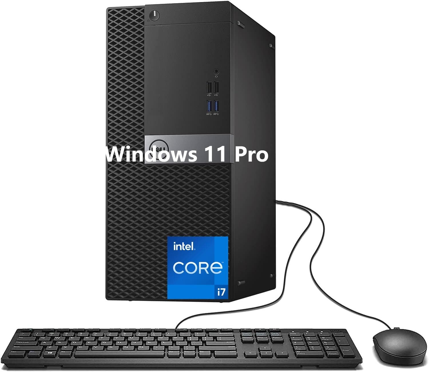 Dell (Renewed) OptiPlex 7040 Mini Tower Desktop PC Windows 11 Pro Core i7 6700 8GB RAM 256GB SSD Keyboard & Mouse