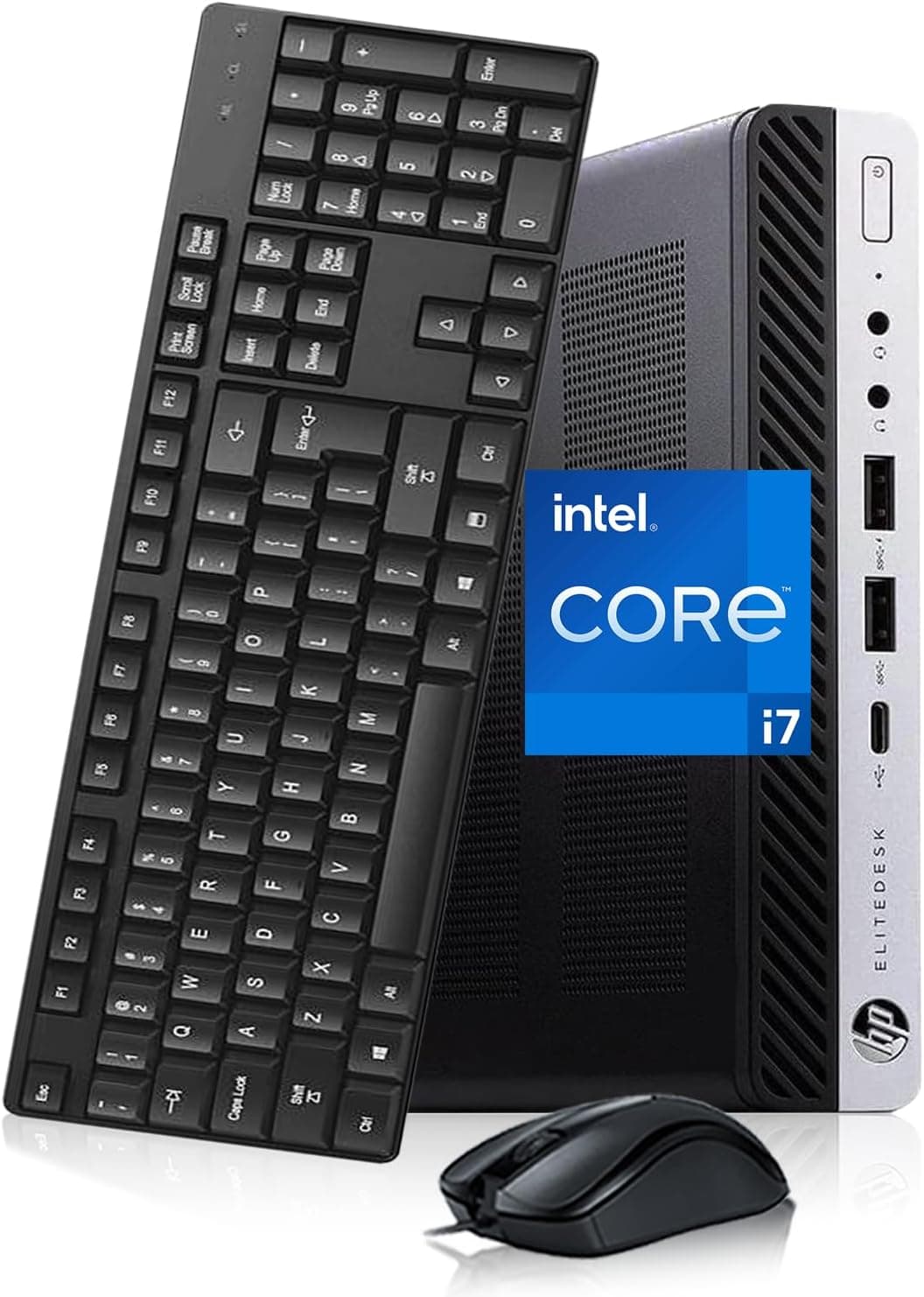HP (Renewed) EliteDesk 800 G4 Mini Business Desktop PC Intel Core i7 8700 16GB DDR4 RAM 512GB SSD Mouse&Keyboard 2 DisplayPorts Windows 11 Pro