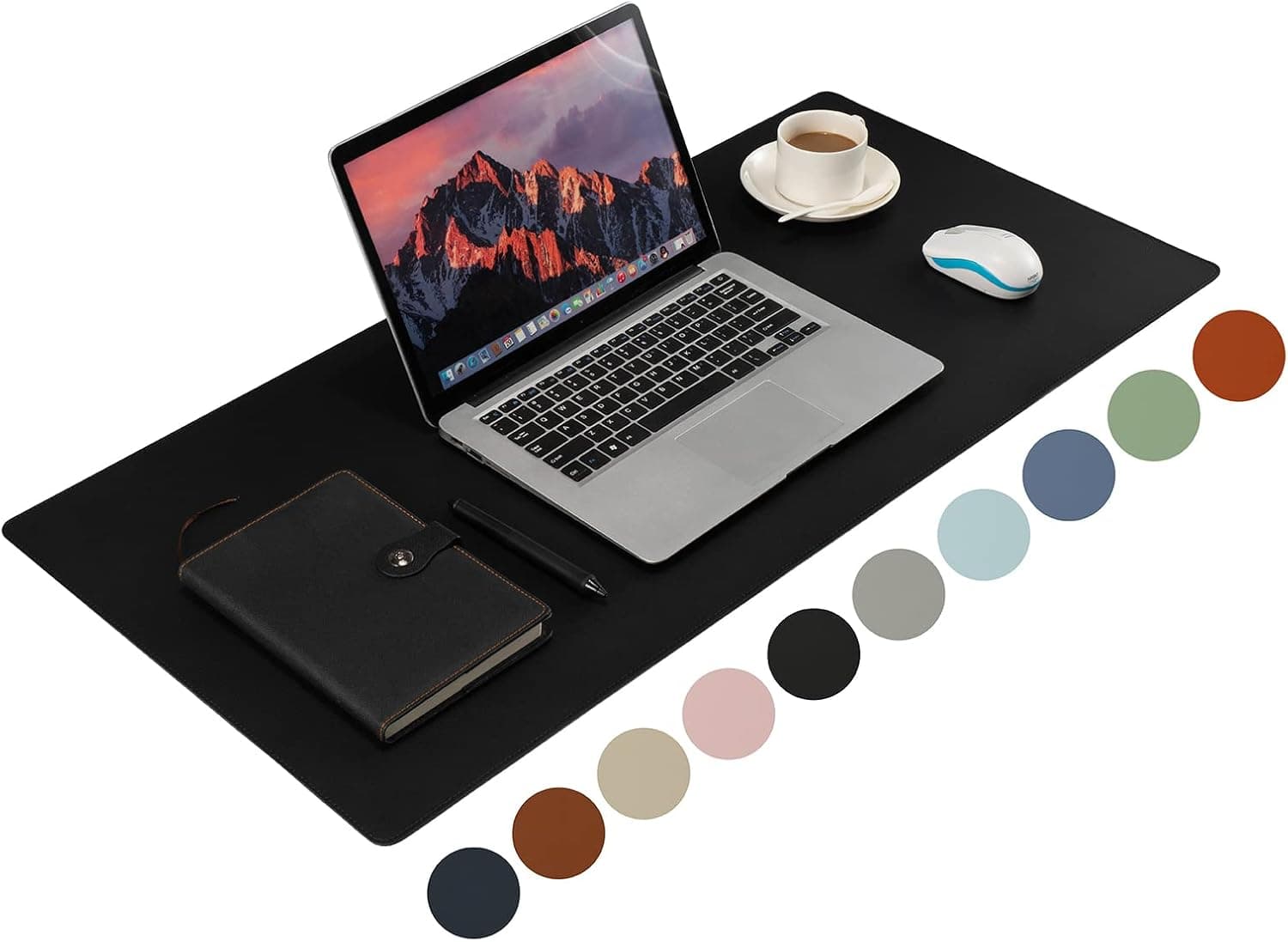 Leather Desk Pad Wolaile 36 17 inch Large Mouse Pad Waterproof Non Slip Writing Desk Blotter Computer Mat Desktop Protector for Office Home Black image 1