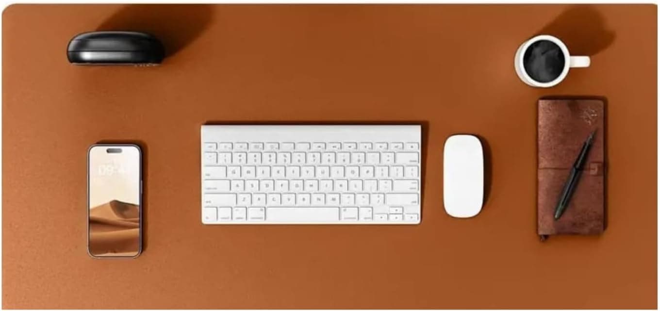 Large Desk Mat 80 40cm PU Leather & Desk Pad Waterproof Non Slip Mouse Pad for Office Desk Accessories Laptop Writing Blotter Protector for Home & Office (Brown)