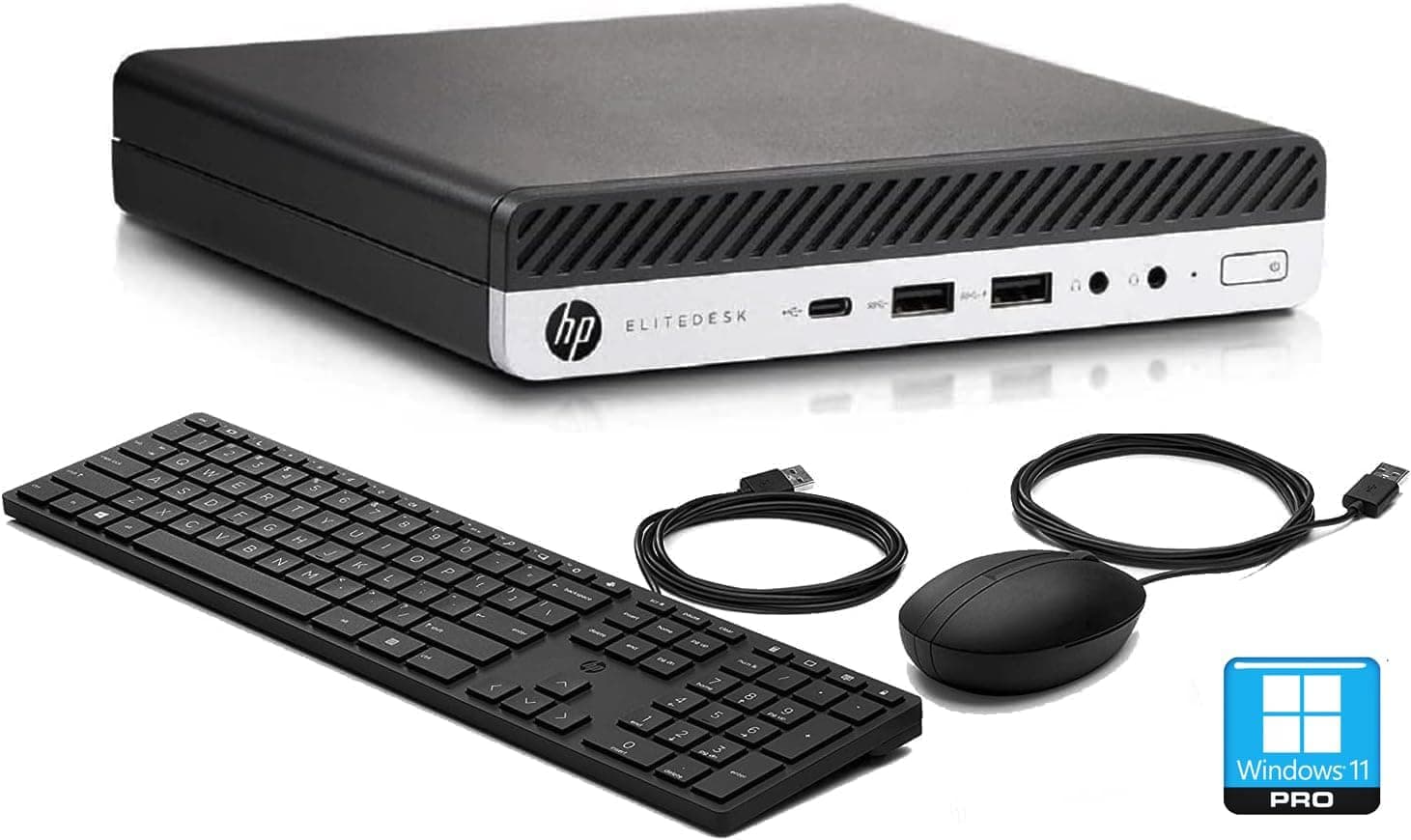 HP (Renewed) EliteDesk 800 G5 High Performance Mini PC Desktop Computer 9th Gen Core i5 9500T 16GB DDR4 RAM 512GB SSD Keyboard & Mouse 4K Support WiFi Windows 11 Pro